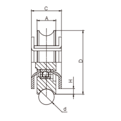Roda em U 60mm canal 16 p/ aparafusar Strong