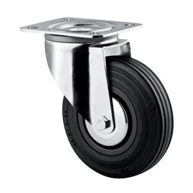 Rodízio Giratório G-160mm, Borracha Preta