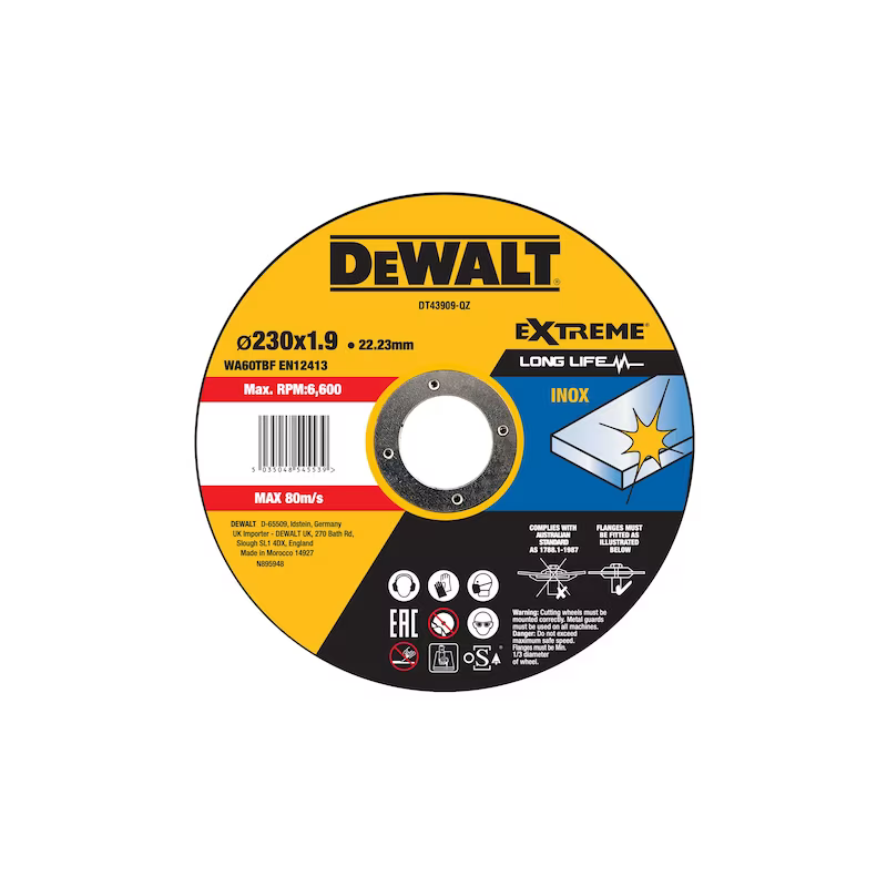Disco Corte INOX 230x1.9x22.23 Dewalt