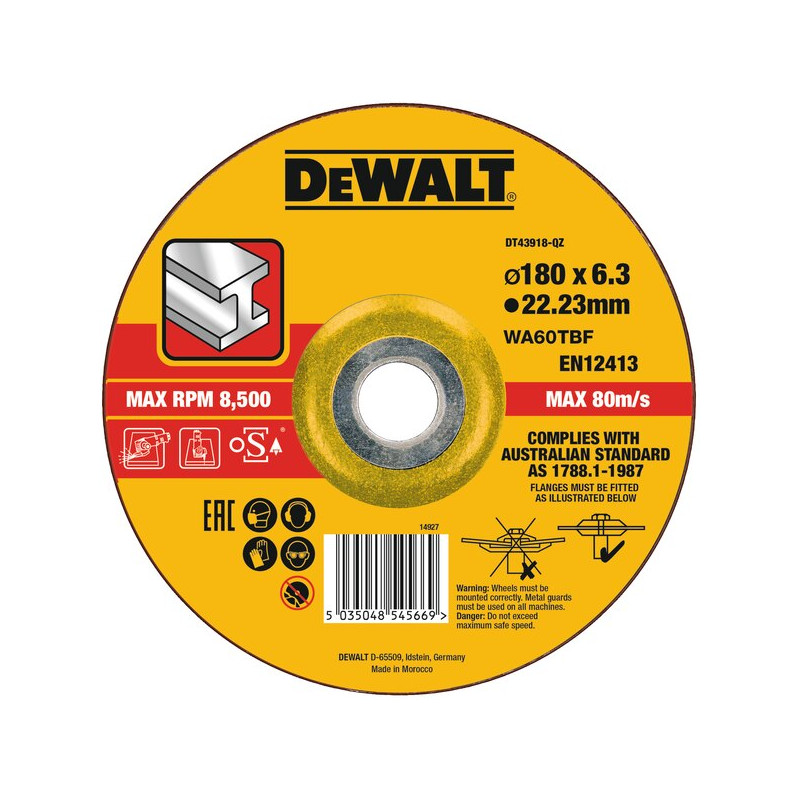 Disco Rebarbar  180x6.3x22.2, Dewalt