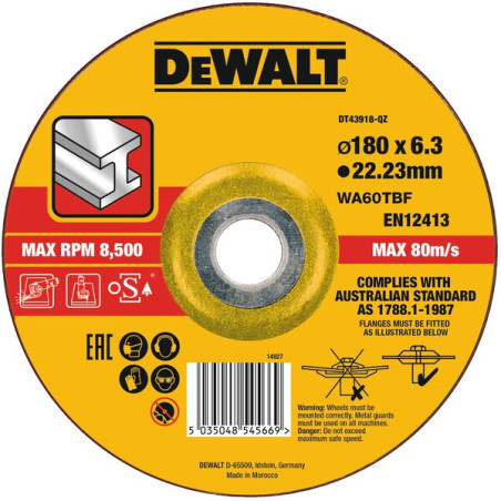Disco Rebarbar  180x6.3x22.2, Dewalt
